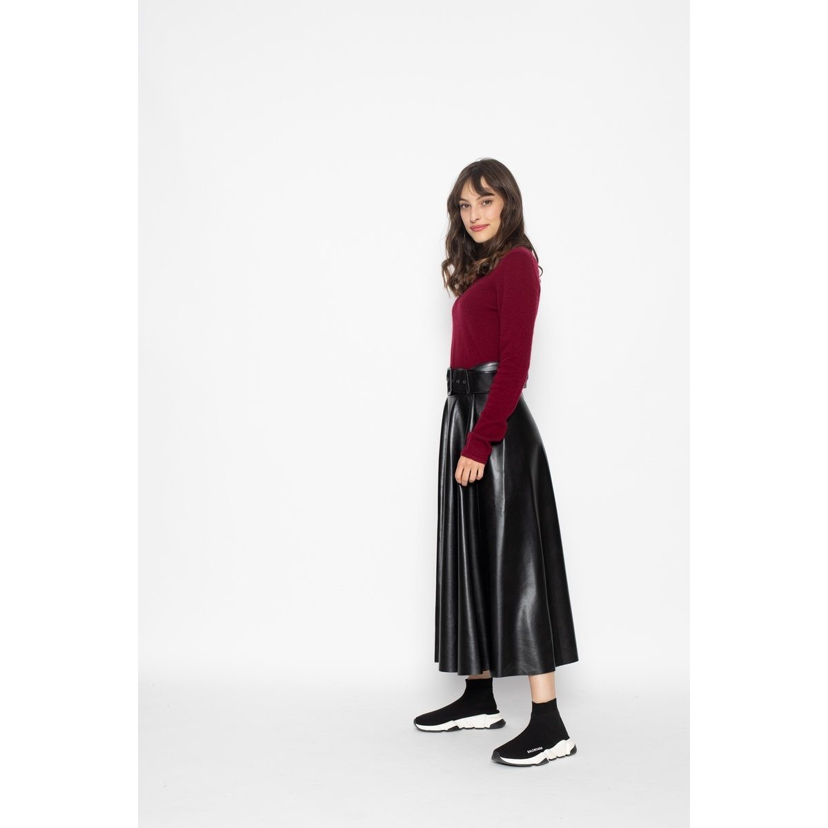 Pull Col Rond Slim Epéna Burgundy, Jersey, 100% Cachemire, 2 Fils - Femme