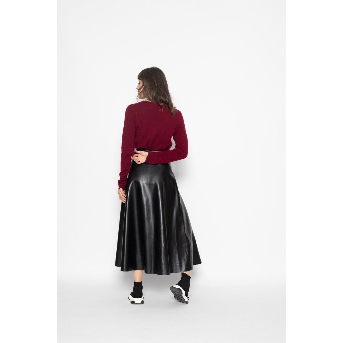Pull Col Rond Slim Epéna Burgundy, Jersey, 100% Cachemire, 2 Fils - Femme