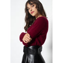Jersey Epéna Borgoña Slim Cuello Redondo, Jersey, 100% Cachemira, 2 Hilos - Mujer