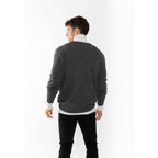 Pull Col Rond Viktor Gris Sombre, Jersey, 100% Cachemire, 4 Fils, 320 Gr - Homme