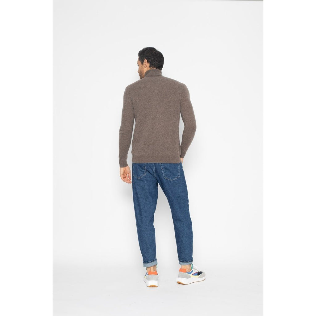Pull Col Roulé Bange Taupe, Jersey, 100% Cachemire, 2 Fils - Homme
