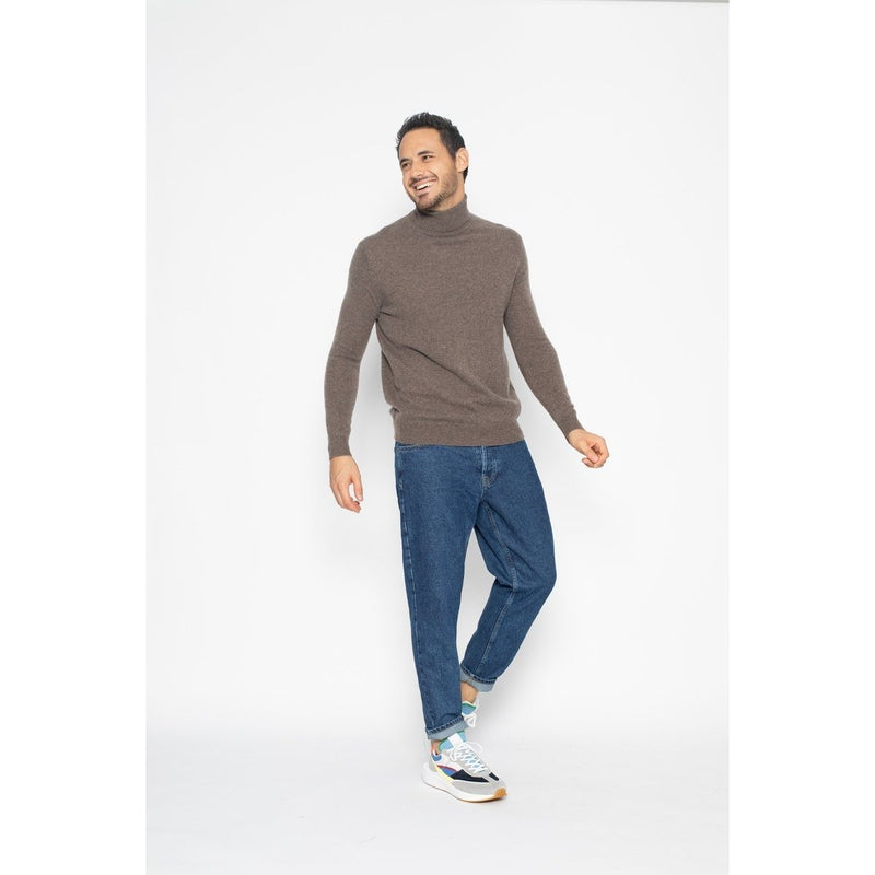 Pull Col Roulé Bange Taupe, Jersey, 100% Cachemire, 2 Fils - Homme