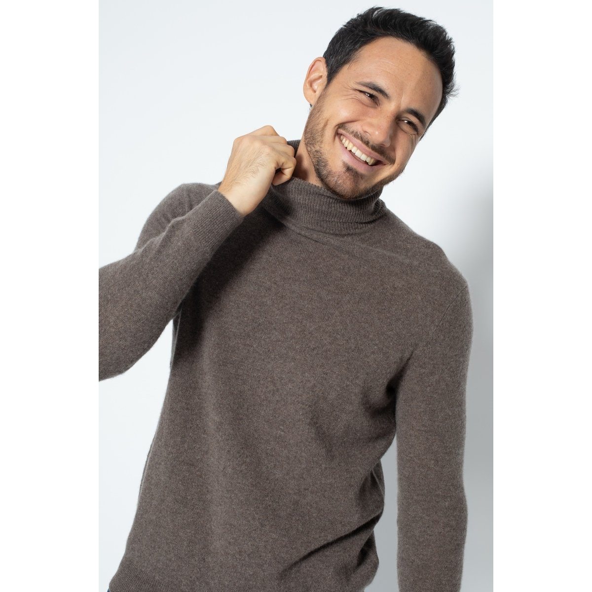 Pull Col Roulé Bange Taupe, Jersey, 100% Cachemire, 2 Fils - Homme