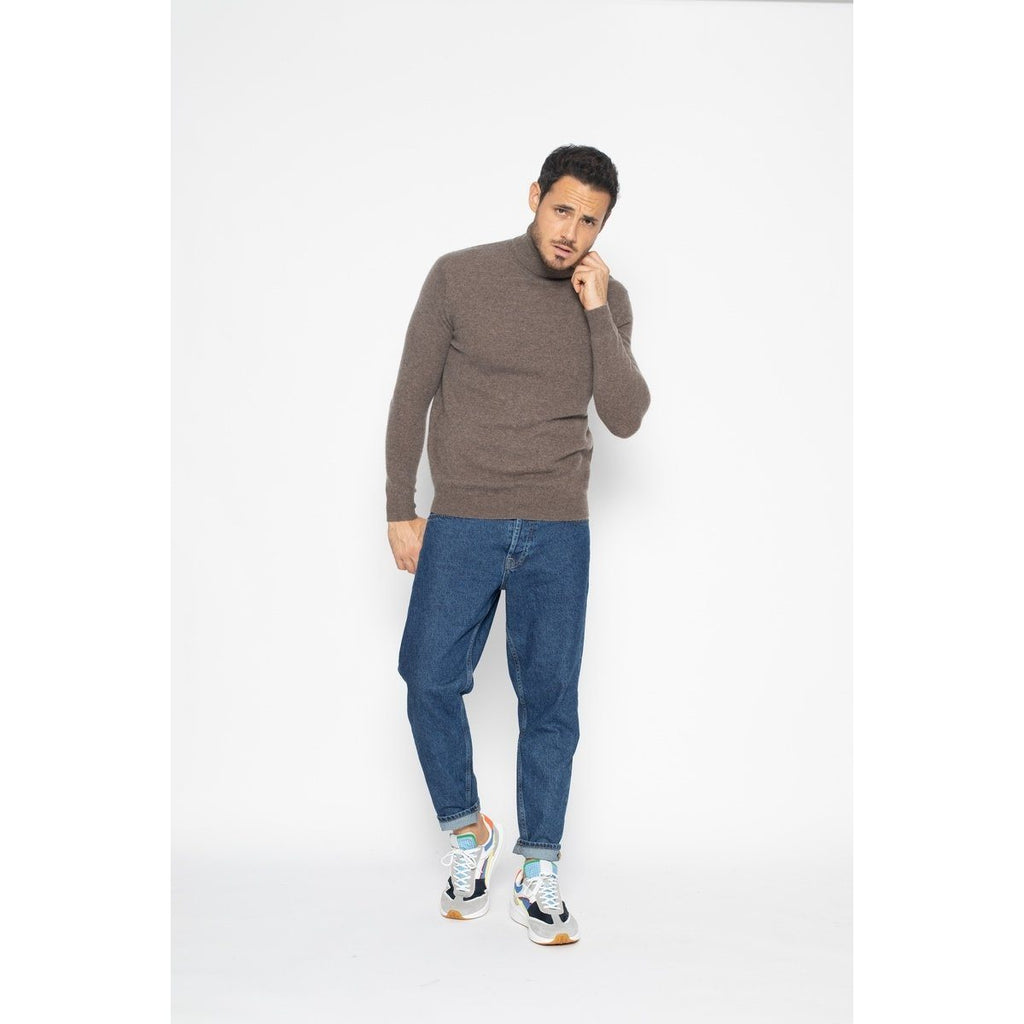 Pull Col Roulé Bange Taupe, Jersey, 100% Cachemire, 2 Fils - Homme