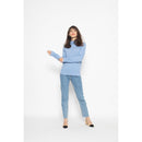 Pull Col Roulé Loose Fornet Bleu Ciel, Jersey, 100% Cachemire, 2 Fils - Femme