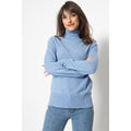 Pull Col Roulé Loose Fornet Bleu Ciel, Jersey, 100% Cachemire, 2 Fils - Femme