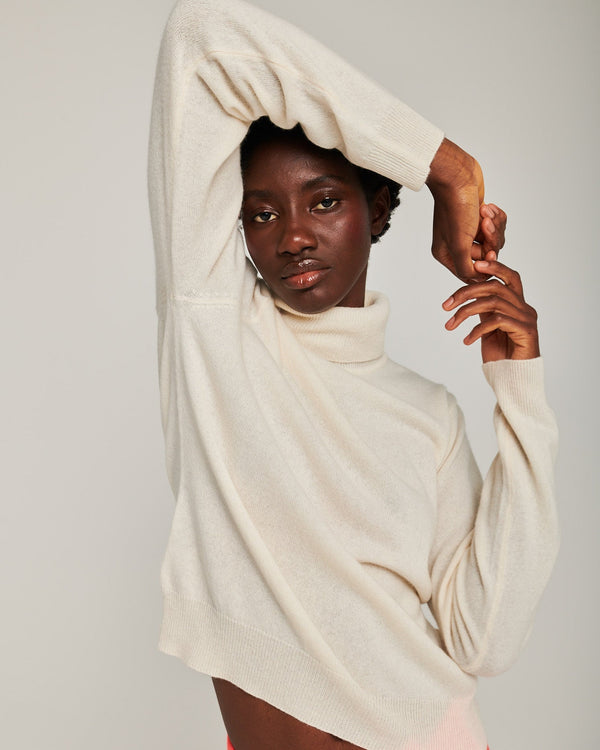 Pull Col Roulé Themys - Ecru - Femme