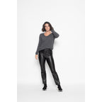 Jersey Cuello V Galise Gris Oscuro, Jersey, 100% Cachemira, 2 Hilos - Mujer