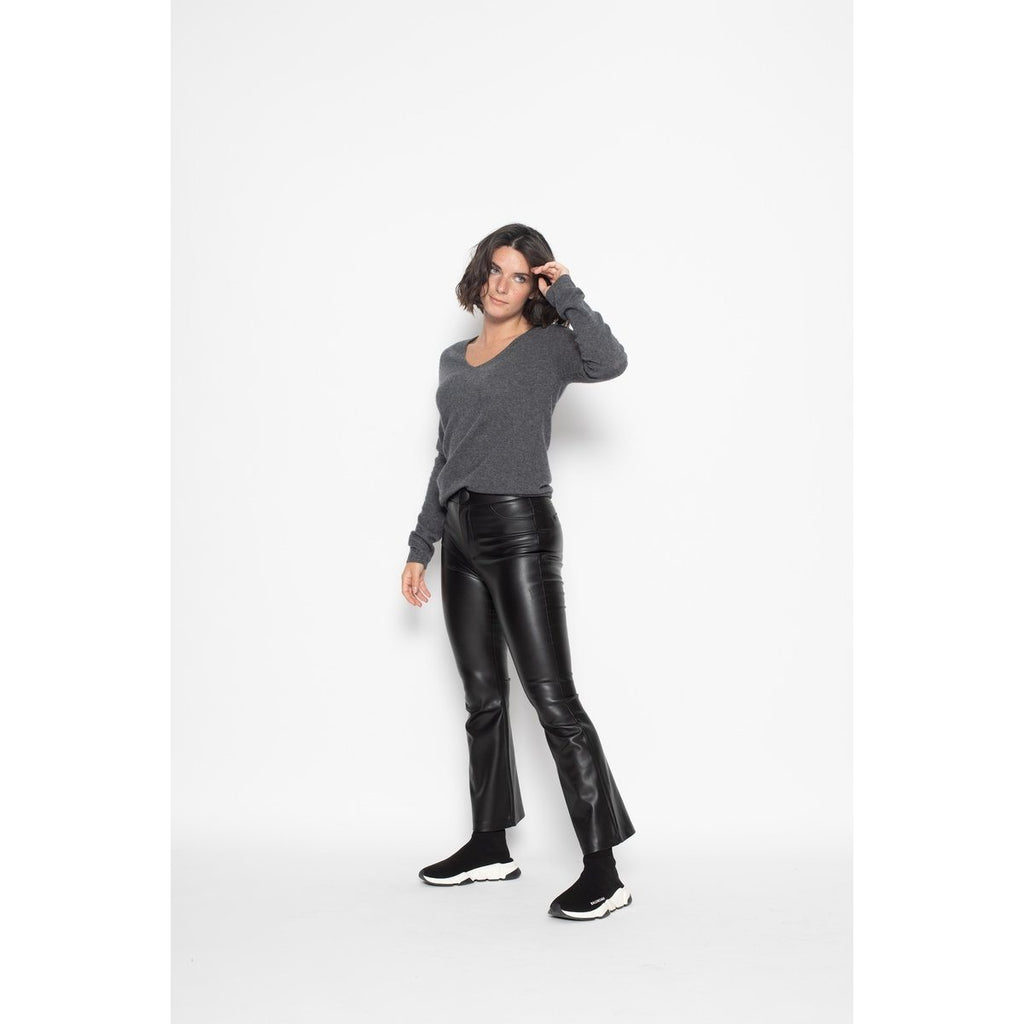 Jersey Cuello V Galise Gris Oscuro, Jersey, 100% Cachemira, 2 Hilos - Mujer