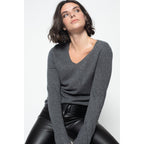 Jersey Cuello V Galise Gris Oscuro, Jersey, 100% Cachemira, 2 Hilos - Mujer