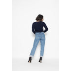 Jersey Cuello en V Galise Marino, Jersey, 100% Cachemira, 2 Hilos - Mujer