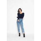 Jersey Cuello en V Galise Marino, Jersey, 100% Cachemira, 2 Hilos - Mujer