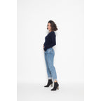 Jersey Cuello en V Galise Marino, Jersey, 100% Cachemira, 2 Hilos - Mujer