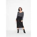 Jersey Giusalet Loose Cuello Pico Gris Oscuro, Jersey, 100% Cashmere, 2 Hilos - Mujer