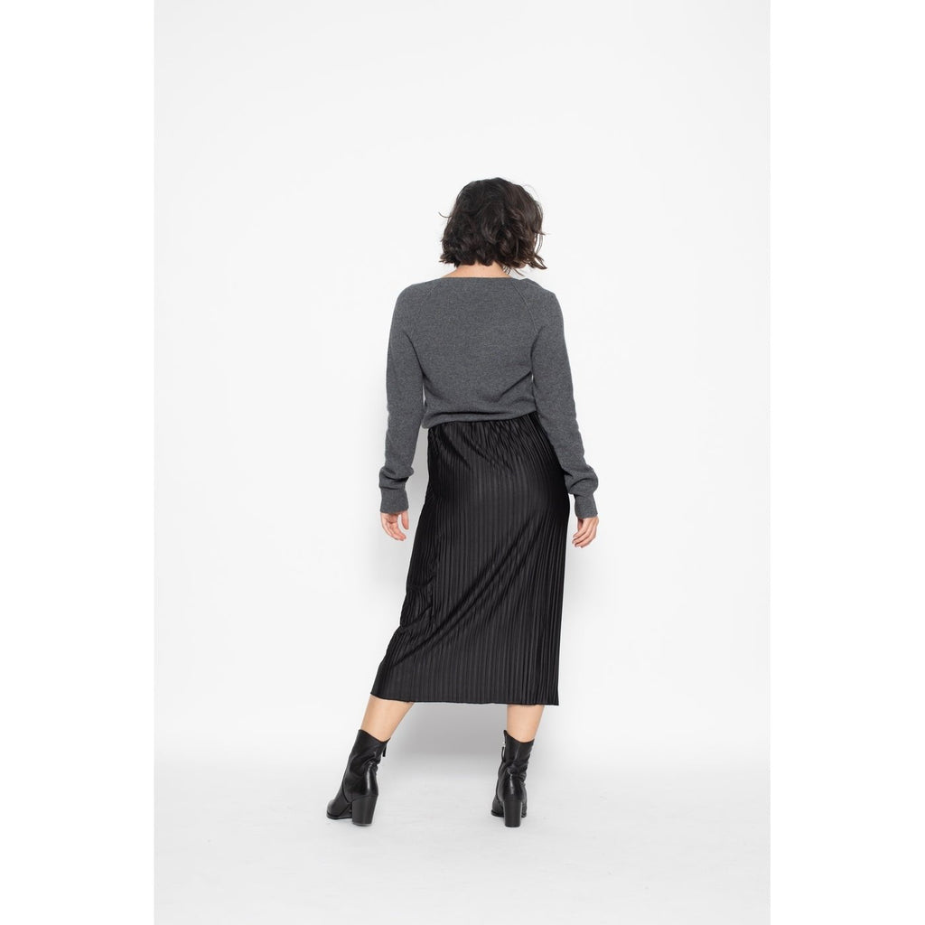 Jersey Cuello V Loose Giusalet Gris Oscuro, Jersey, 100% Cachemira, 2 Hilos - Mujer