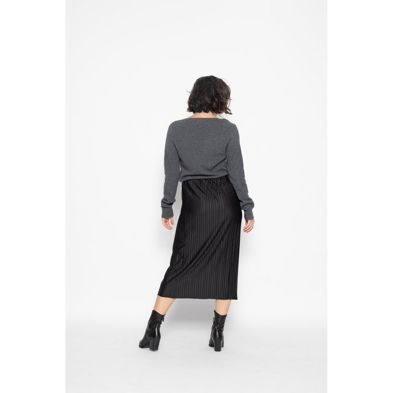 Jersey Giusalet Loose Cuello Pico Gris Oscuro, Jersey, 100% Cashmere, 2 Hilos - Mujer