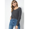 Shannon Dark Grey V-Neck Jumper, 100% Cashmere, 2-Ply, Jersey Knit - Women