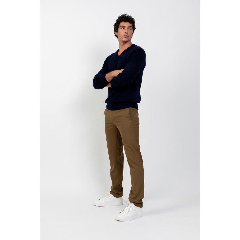 Pull Col V Victor Marine, Jersey, 100% Cachemire, 4 Fils, 332 Gr - Homme