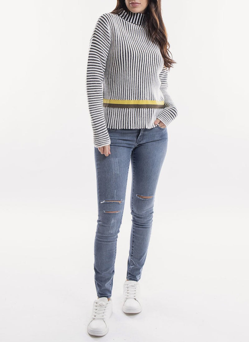 Longchamp - Striped Sweater - Ecru Black - Women