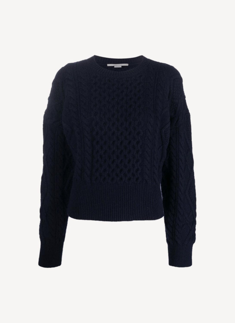 Stella Mccartney - Pull Cropped Aran Cable - Bleu - Femme