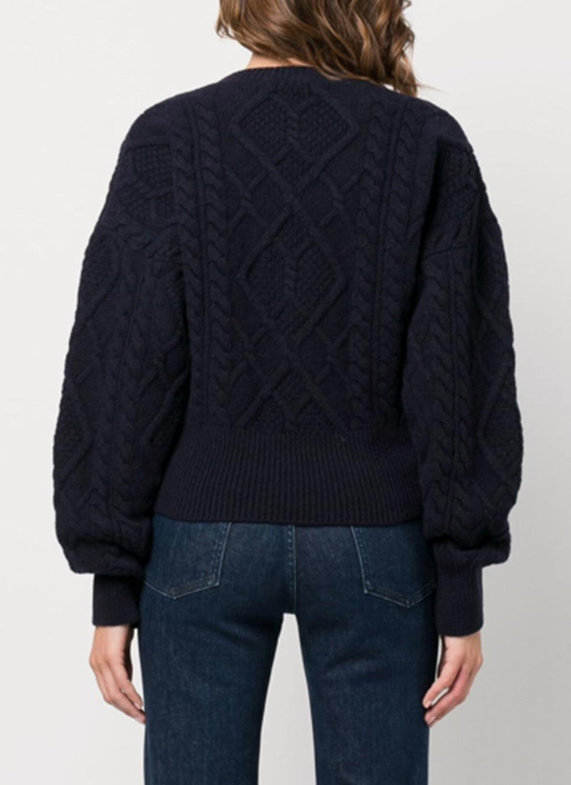 Stella Mccartney - Pull Cropped Aran Cable - Bleu - Femme