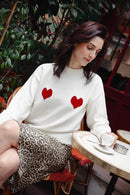 Pull Côme Écru Cœurs Rouges