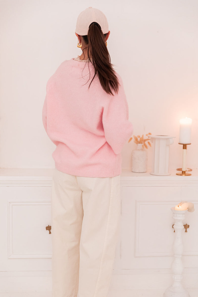 HONORINE Rosé Poudré - Pull Laine