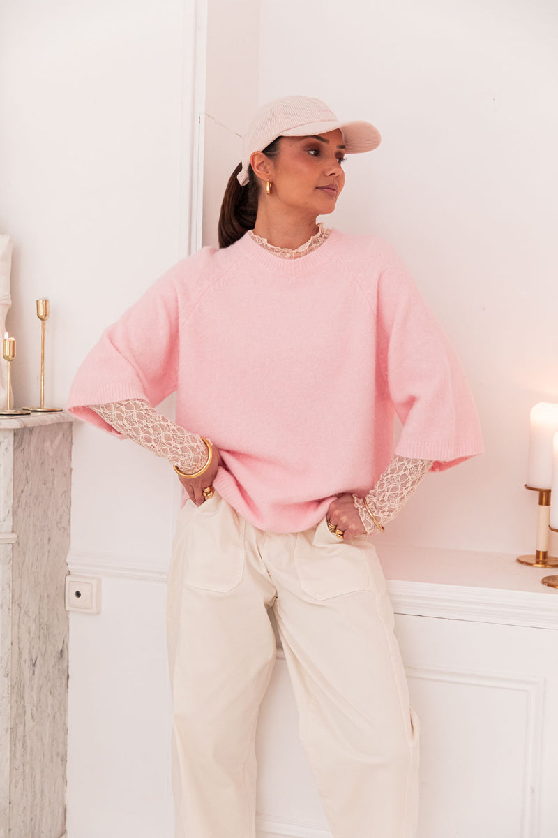 HONORINE Rosé Poudré - Pull Laine