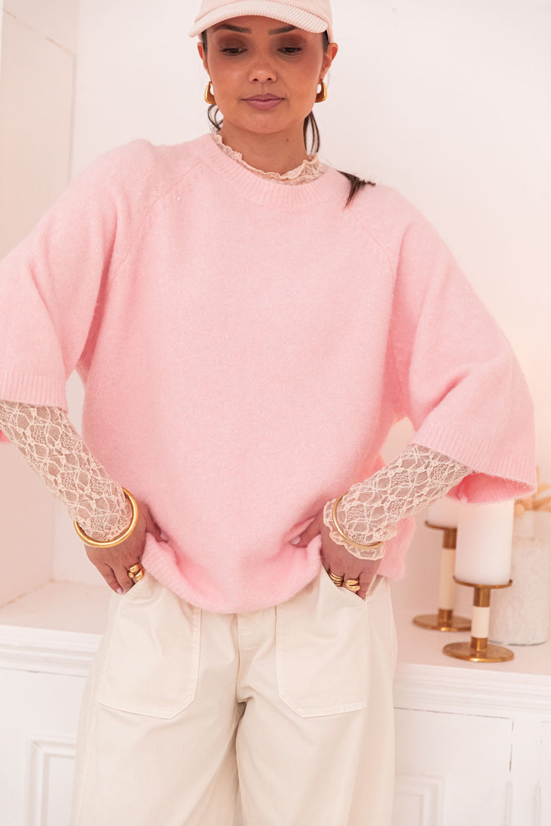 HONORINE Rosé Poudré - Pull Laine