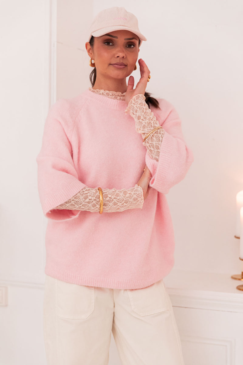 HONORINE Rosé Poudré - Pull Laine