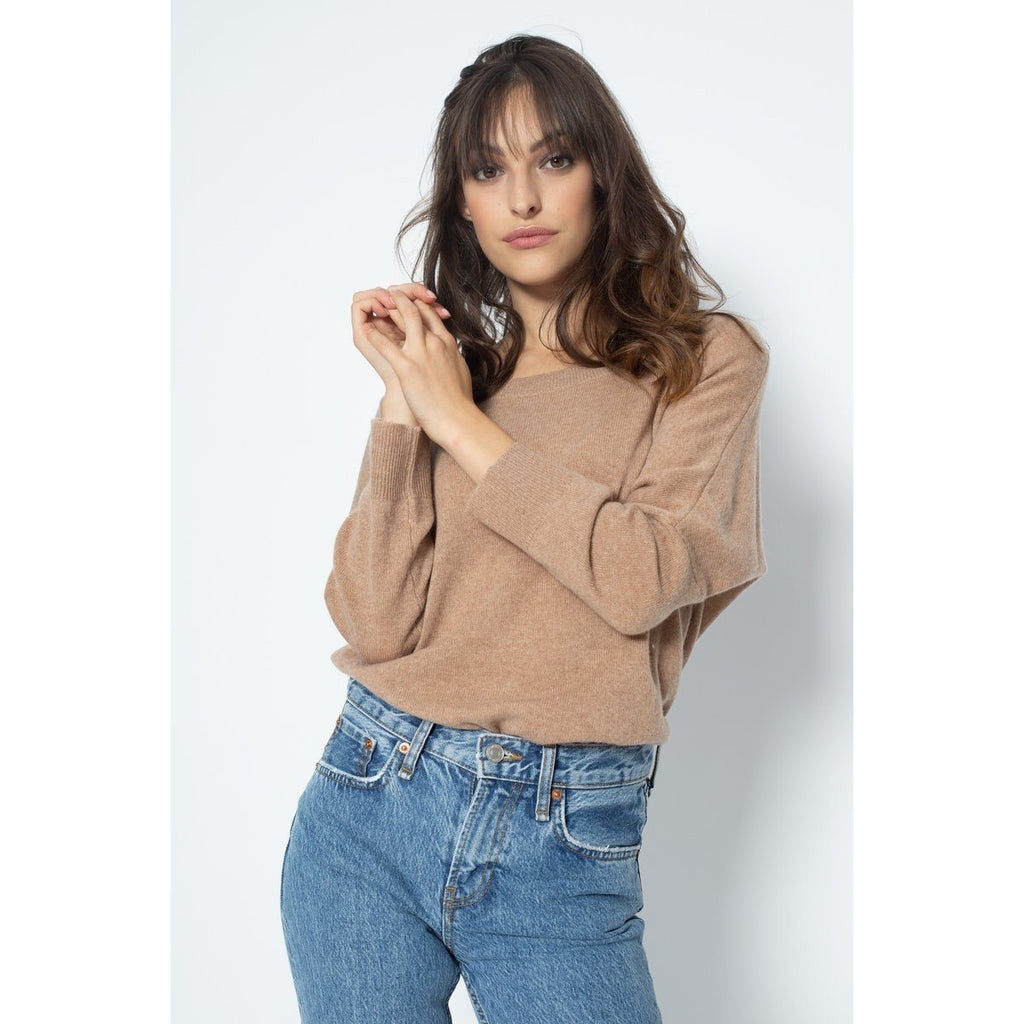 Goléon Camel Batwing Sleeve Jumper, Jersey, 100% Cashmere, 2 Ply - Women