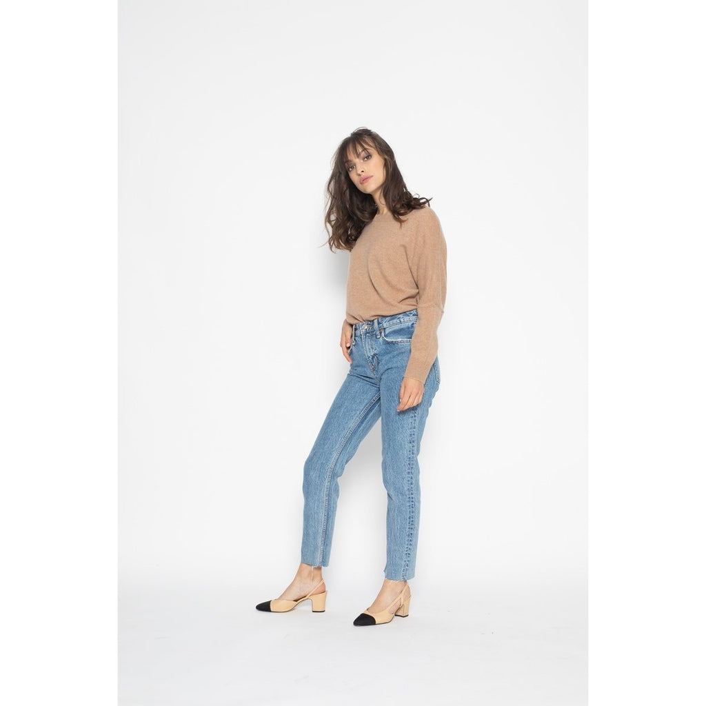 Goléon Camel Batwing Sleeve Jumper, Jersey, 100% Cashmere, 2 Ply - Women