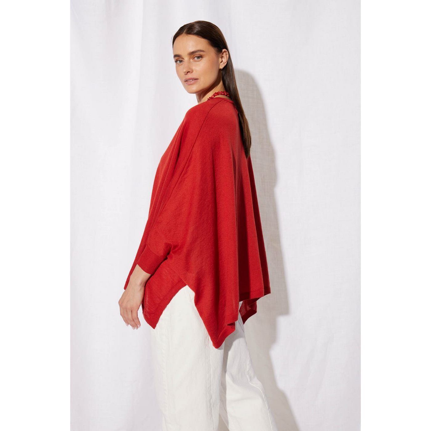 Pull Poncho Recyclé Mahala - Brique - Femme