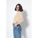 Pull Round Neck With Button On The Back Estaris Beige, Jersey, 100% Cachemire, 2 Fils - Femme