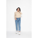 Pull Round Neck With Button On The Back Estaris Beige, Jersey, 100% Cachemire, 2 Fils - Femme