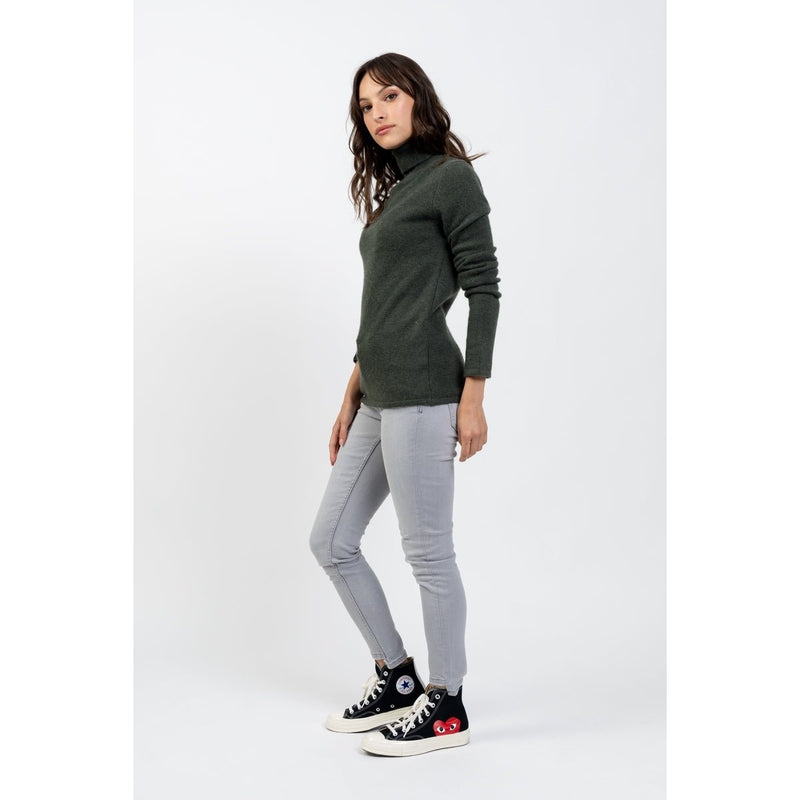 Pull Turtle Neck 4 Ply Linda Dark Green, Jersey, 100% Cachemire, 4 Fils - Femme