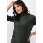 Pull Turtle Neck 4 Ply Linda Dark Green, Jersey, 100% Cachemire, 4 Fils - Femme