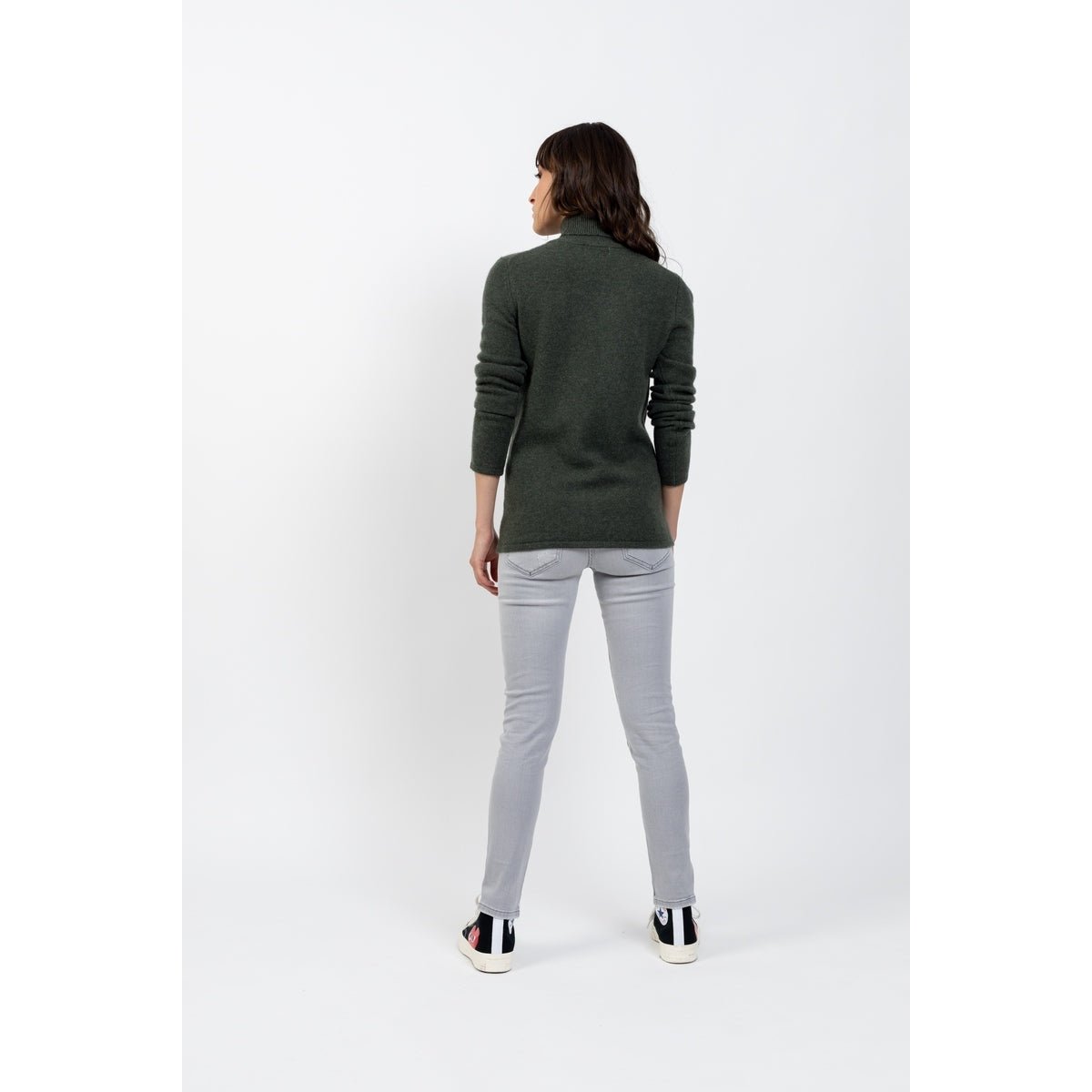 Pull Turtle Neck 4 Ply Linda Dark Green, Jersey, 100% Cachemire, 4 Fils - Femme