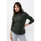Pull Turtle Neck 4 Ply Linda Dark Green, Jersey, 100% Cachemire, 4 Fils - Femme