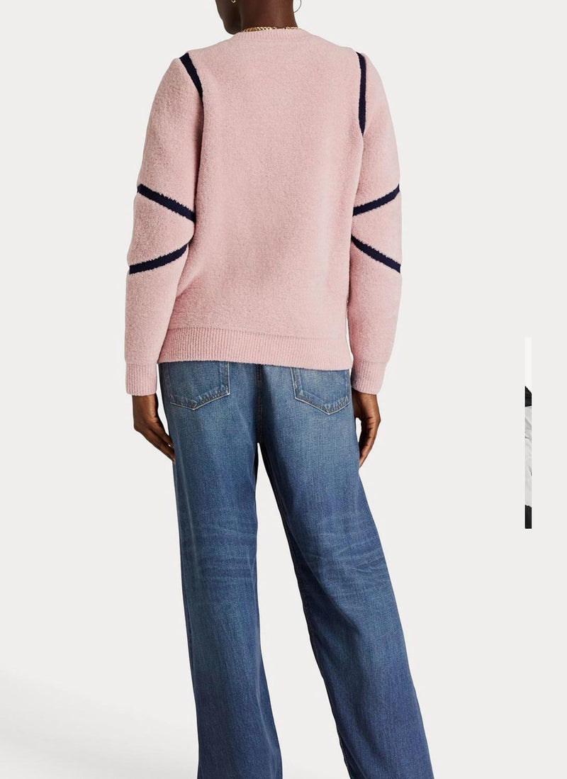 Nina Ricci - Pull En Maille Bouclée - Rose/Navy - Femme