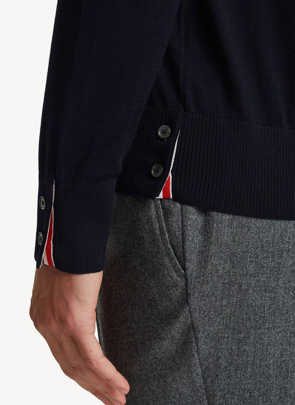 Thom Browne - Jersey 4-Bar En Merino Fino - Marino - Hombre