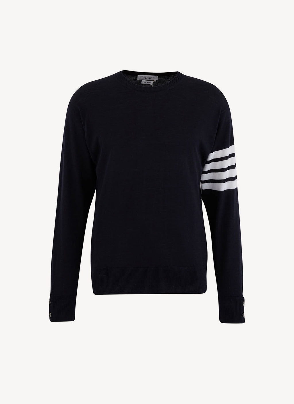 Thom Browne - Jersey 4-Bar En Merino Fino - Marino - Hombre