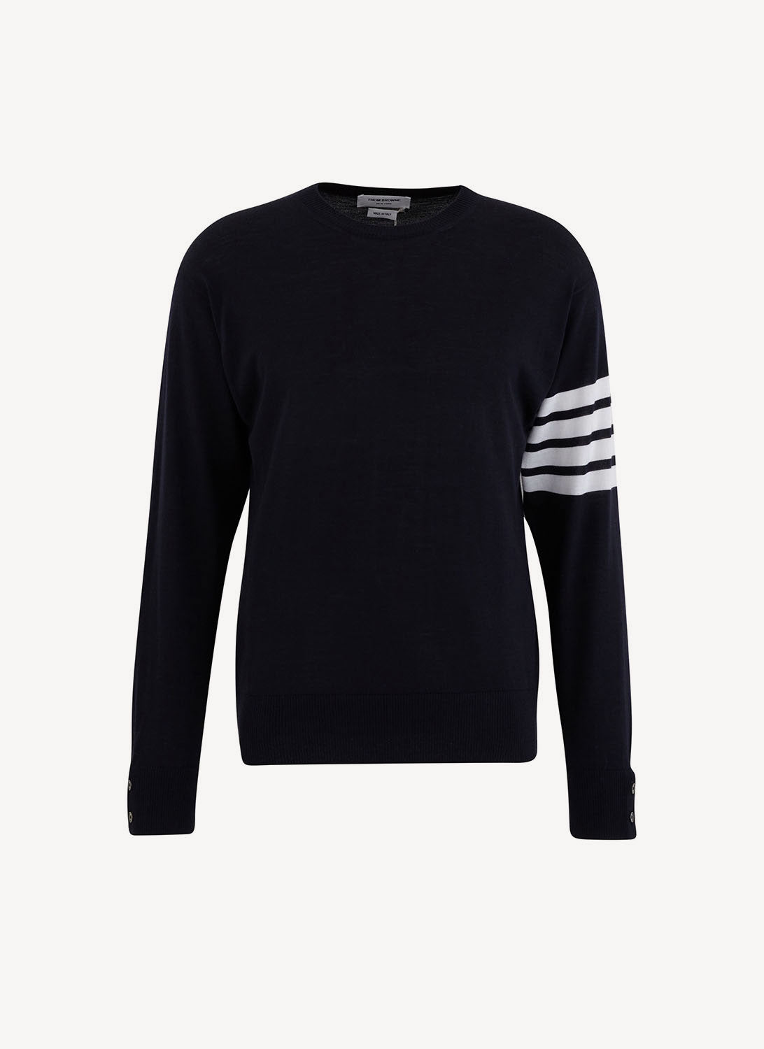 Thom Browne - Jersey 4-Bar En Merino Fino - Marino - Hombre