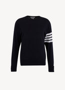 Thom Browne - Pullover 4-Bar En Merino Fine - Navy - Homme