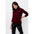 Pullover Asymetrique Col Roulé Manches Raglan Cassy Bourgogne, Jersey, 100% Cachemire, 2 Fils - Femme
