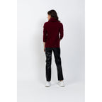 Pullover Asymetrique Col Roulé Manches Raglan Cassy Bourgogne, Jersey, 100% Cachemire, 2 Fils - Femme