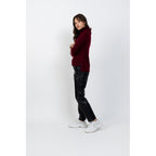 Pullover Asymetrique Col Roulé Manches Raglan Cassy Bourgogne, Jersey, 100% Cachemire, 2 Fils - Femme
