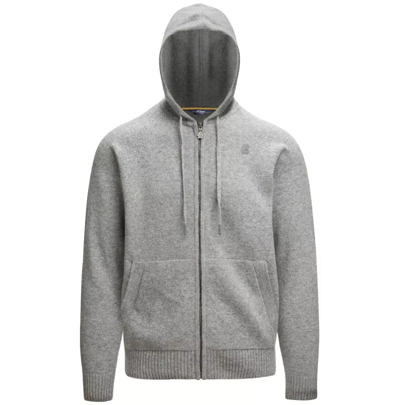 K-Way Marcy Pullover Lammwolle mit Reißverschluss und Kapuze - Graumeliert