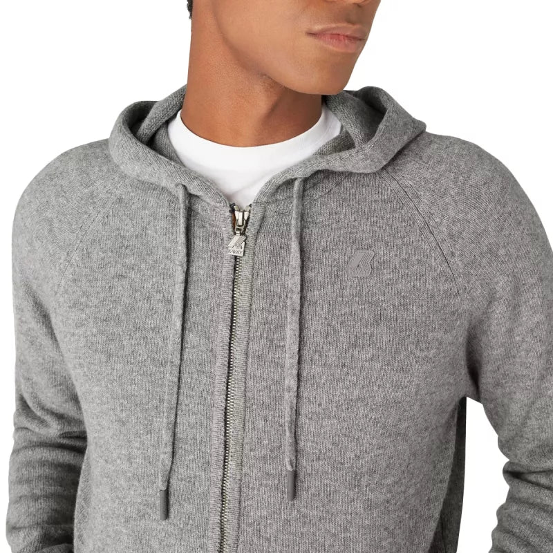 K-Way Marcy Pullover Lammwolle mit Reißverschluss und Kapuze - Graumeliert