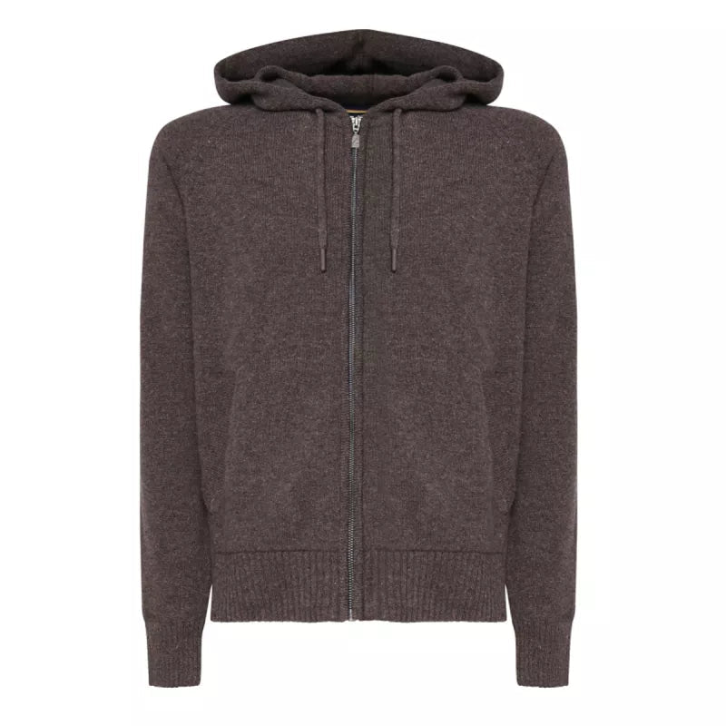 K-Way Marcy Lambswool Zip Hooded Pullover - Dark Brown